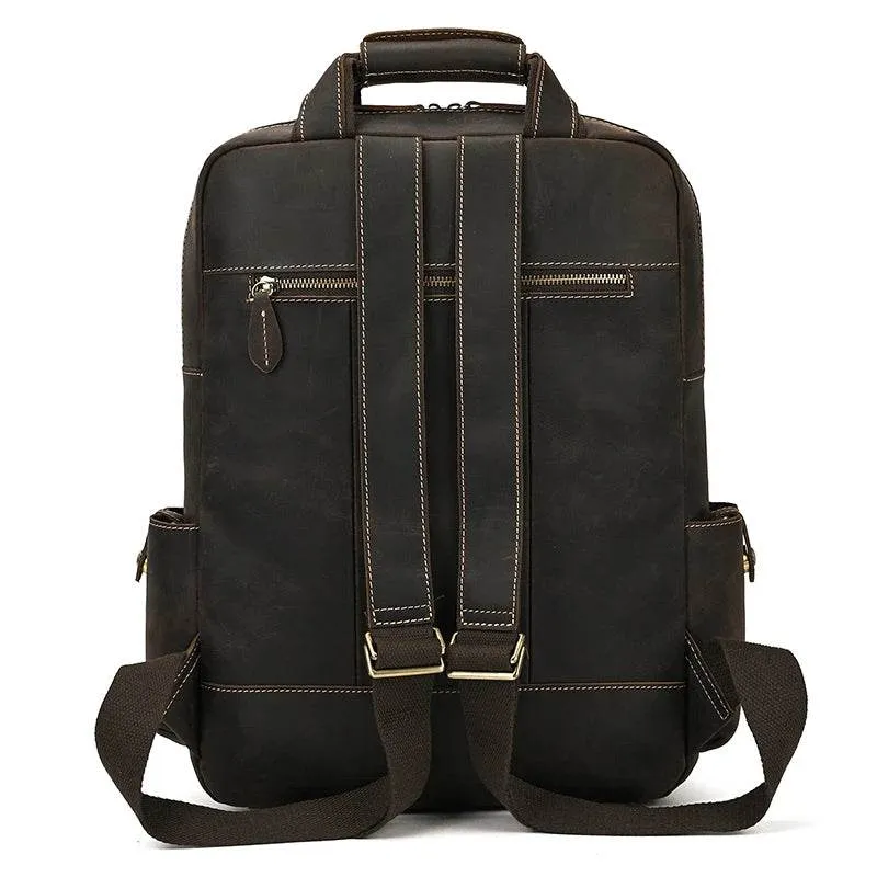 High Capacity Leather Backpack Luxury Design Men’s Travel Bag