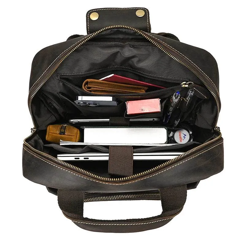 High Capacity Leather Backpack Luxury Design Men’s Travel Bag