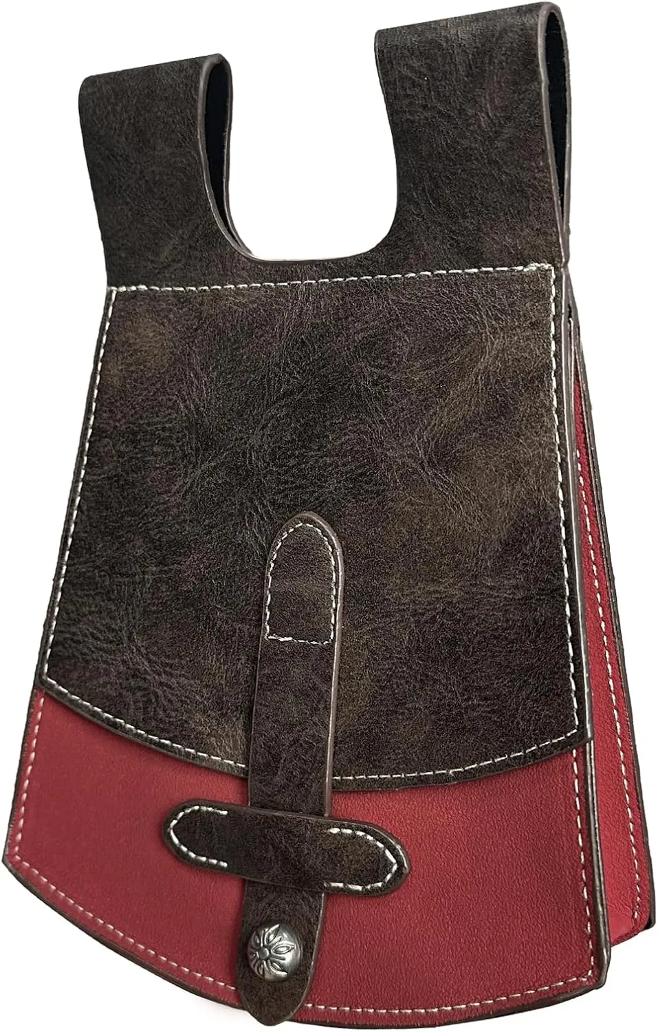 HiiFeuer Medieval Faux Leather Handmade Belt Bag with O Ring Belt, Vintage Knight Belt and Portable Renaissance Belt Pouch Set (Brown A)