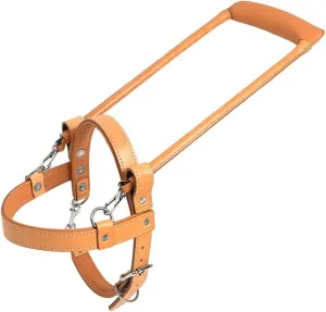 HILASON Thick Fleece/Padded Genuine Leather Guide Dog Harness with Handle U-P-