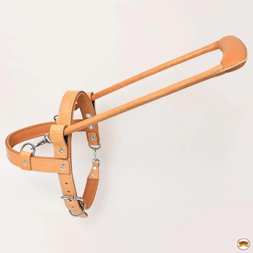 HILASON Thick Fleece/Padded Genuine Leather Guide Dog Harness with Handle U-P-