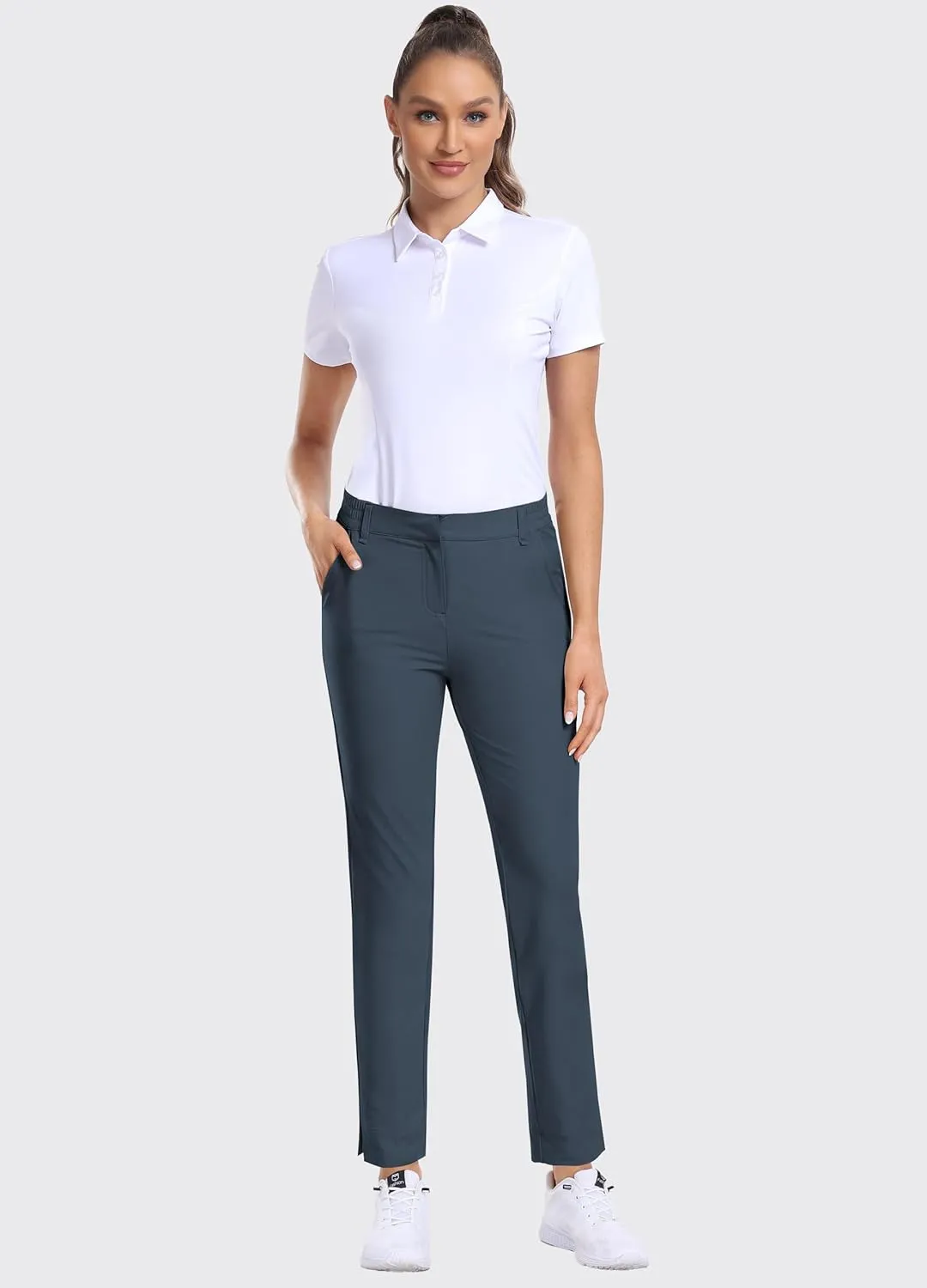 Hiverlay Womens Golf Pants Stretch Work Ankle Pants with Pockets Quick Dry Straight Business Casual Hiking Pants