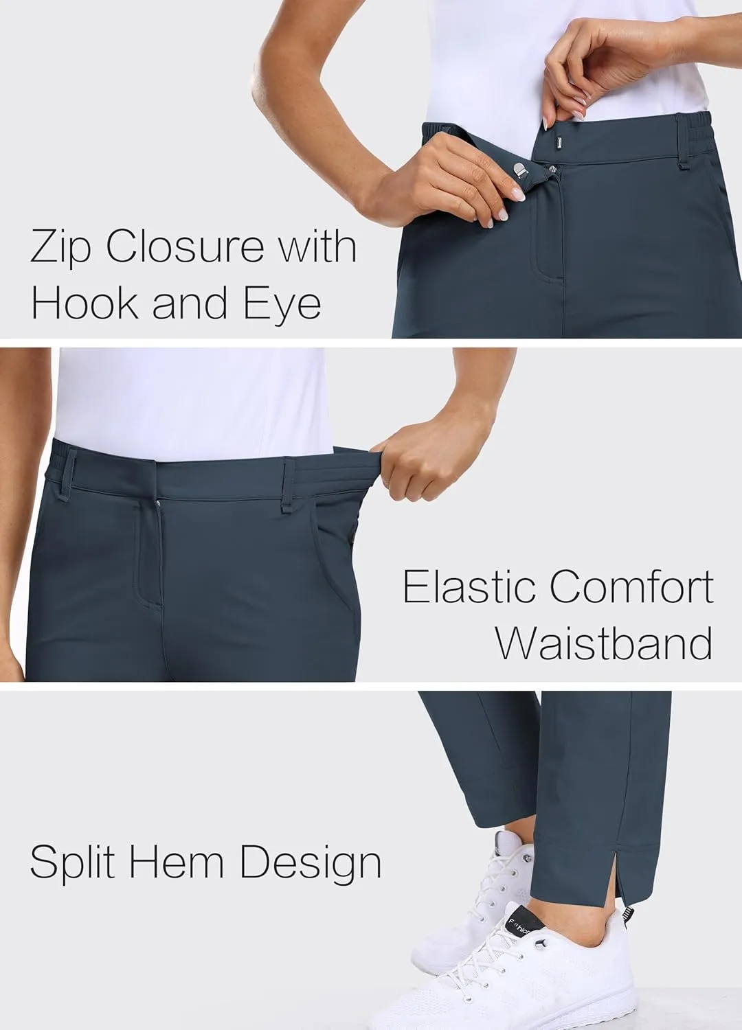 Hiverlay Womens Golf Pants Stretch Work Ankle Pants with Pockets Quick Dry Straight Business Casual Hiking Pants