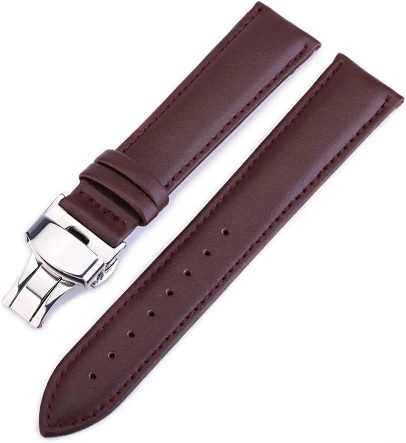 HMFang Replacement Watch Strap 12mm 14mm 16mm 18mm 19mm 20mm 22mm 24mm Watch Band Butterfly Buckle Genuine Leather Watchband