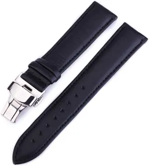 HMFang Replacement Watch Strap 12mm 14mm 16mm 18mm 19mm 20mm 22mm 24mm Watch Band Butterfly Buckle Genuine Leather Watchband
