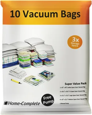 Home Complete Space Saver Vacuum Bags, 10 pack with Pump