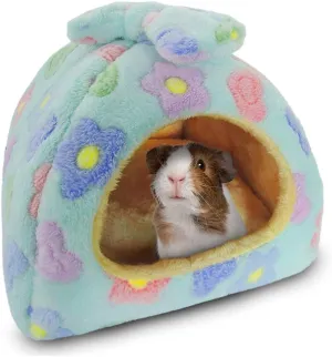 HOMEYA Small Animal Pet Bed, Sleeping House Habitat Nest for Guinea Pig Hamster Hedgehog Rat Chinchilla Hideout Bedding Snuggle Sack Cuddle Cup Cage Accessories with Removable Washable Mat(Blue)