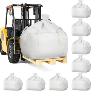 Hoolerry 10 Pcs FIBC Bulk Bag, 1.5 Ton 39" L x 39" W x 24" H 3300lbs Construction Dumpster Bag Heavy Duty Large Duffle Top Flat Bottom Woven Polypropylene Container for Sand Concrete Industrial