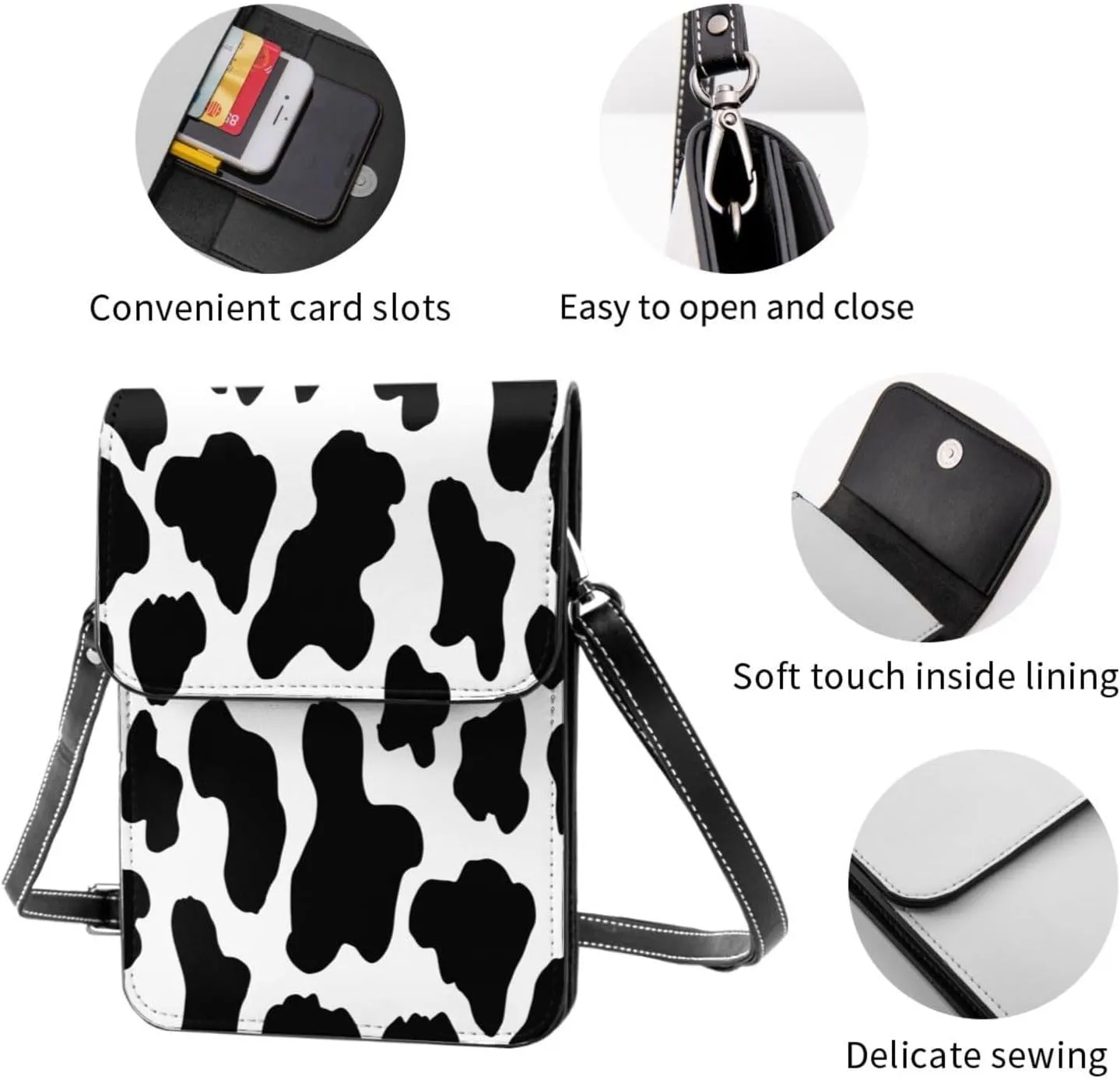 Hot Pinks Cheetah Aesthetic Leather Crossbody Phone Purse for Women Cute Wallet Bags Lightweight Mini Sling Bag