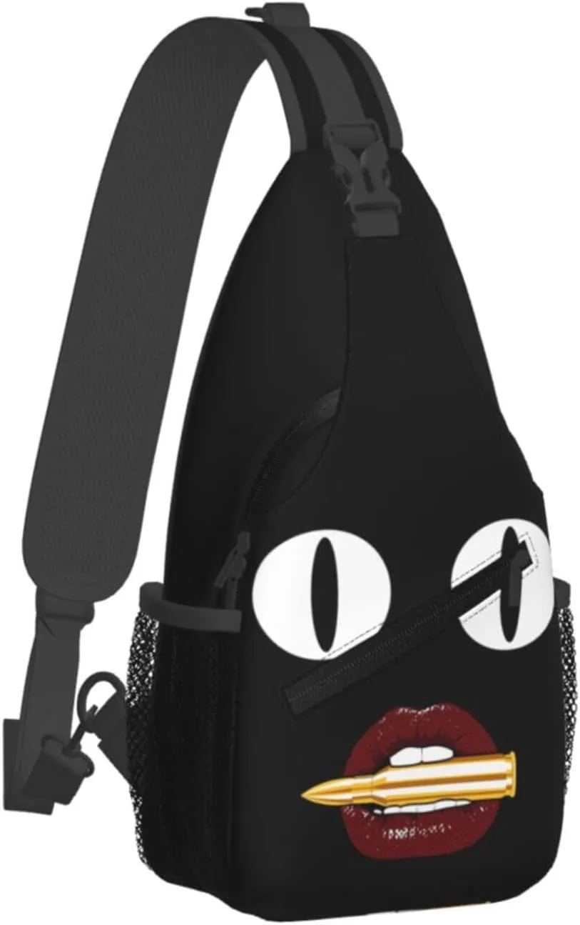 Hot Red Lips Crossbody Bag Cross Chest Bag Adjustable Sling Backpack Sports Gym Shoulder Bags Travel Cycling Daypack Diagonally Casual Rucksack