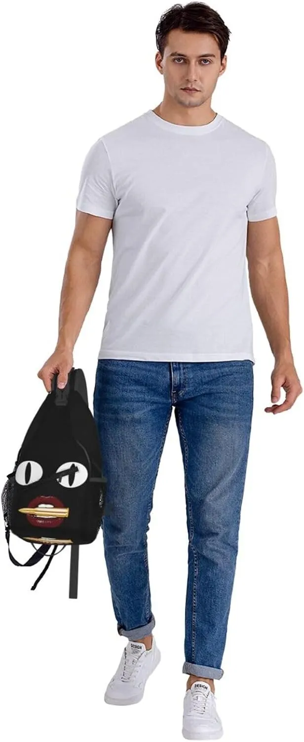 Hot Red Lips Crossbody Bag Cross Chest Bag Adjustable Sling Backpack Sports Gym Shoulder Bags Travel Cycling Daypack Diagonally Casual Rucksack