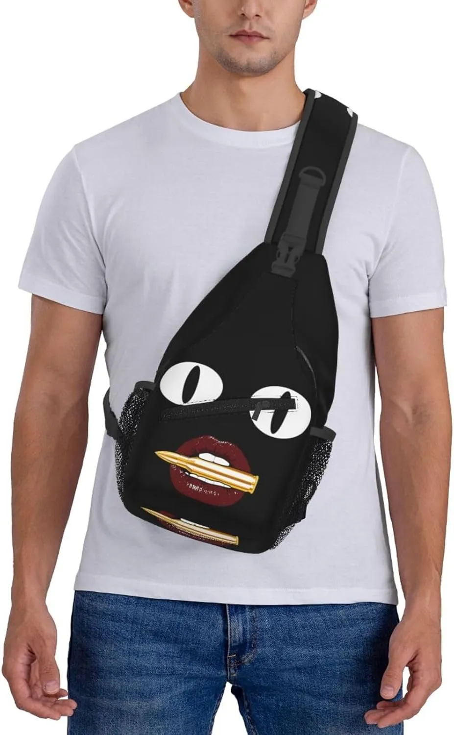 Hot Red Lips Crossbody Bag Cross Chest Bag Adjustable Sling Backpack Sports Gym Shoulder Bags Travel Cycling Daypack Diagonally Casual Rucksack