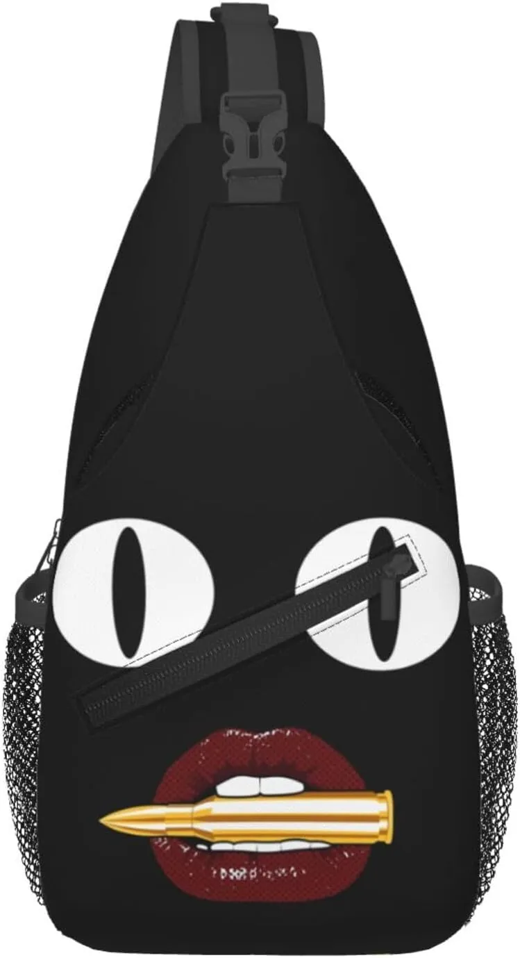 Hot Red Lips Crossbody Bag Cross Chest Bag Adjustable Sling Backpack Sports Gym Shoulder Bags Travel Cycling Daypack Diagonally Casual Rucksack