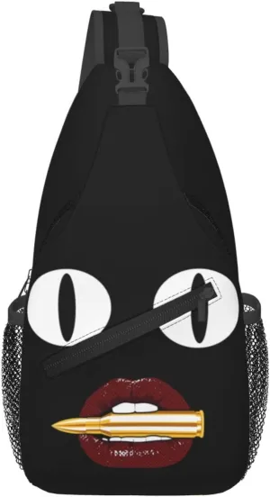 Hot Red Lips Crossbody Bag Cross Chest Bag Adjustable Sling Backpack Sports Gym Shoulder Bags Travel Cycling Daypack Diagonally Casual Rucksack