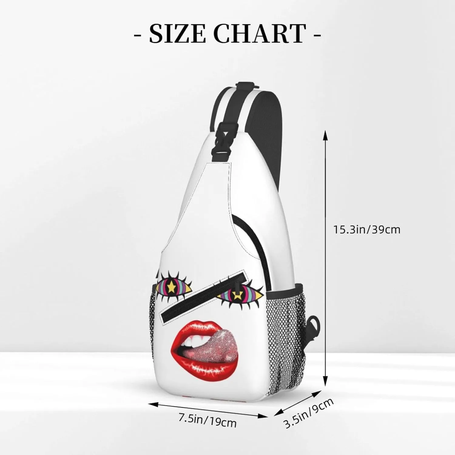 Hot Red Lips Stick Out Tongue Crossbody Bag Cross Chest Bag Adjustable Sling Backpack Sports Gym Shoulder Bags Travel Cycling Daypack Diagonally Casual Rucksack