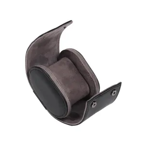 HQ Single Watch Genuine Leather Travel Case/Roll - Premium Black