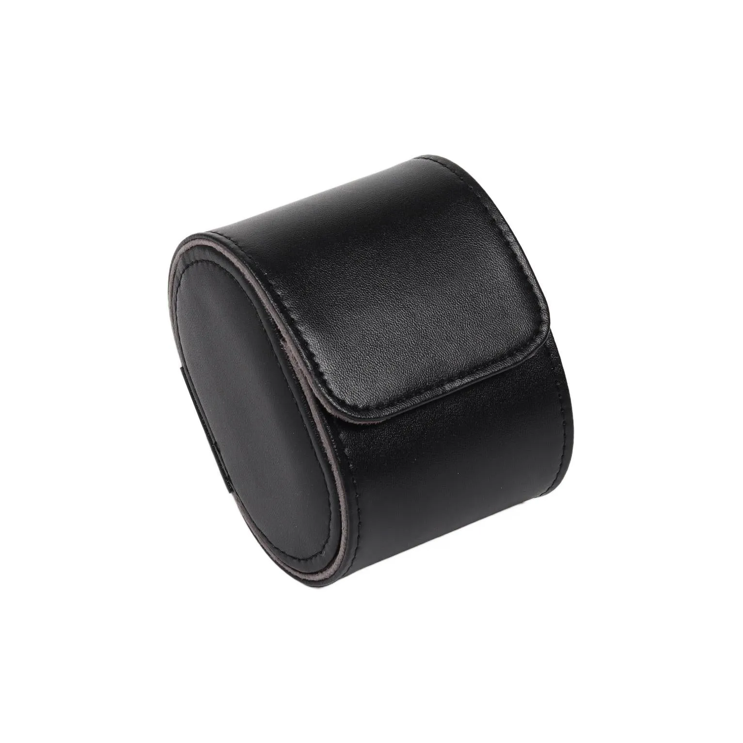 HQ Single Watch Genuine Leather Travel Case/Roll - Premium Black