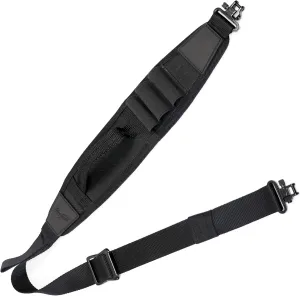 HUNTPAL 2 Point Gun Sling Shotgun Sling with Quick-Grab Handle and 3 Built-in Elastic Shell Holders, Neoprene Padding Rifle Strap with Metal Swivels, Thumb Loop and 1.25" Wide Anti-Slip Nylon Webbing