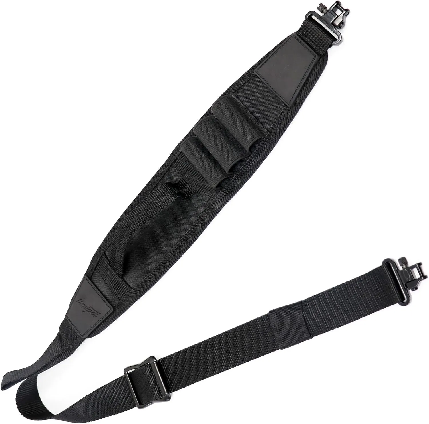 HUNTPAL 2 Point Gun Sling Shotgun Sling with Quick-Grab Handle and 3 Built-in Elastic Shell Holders, Neoprene Padding Rifle Strap with Metal Swivels, Thumb Loop and 1.25" Wide Anti-Slip Nylon Webbing
