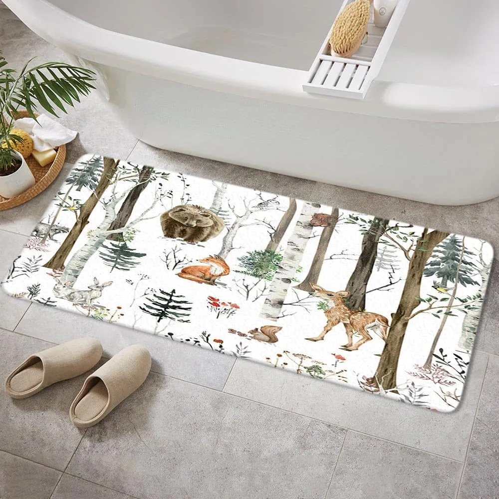 HuntStone Rustic Forest Cabin Bath Mat - Animal Theme Rug, 19x31 inches