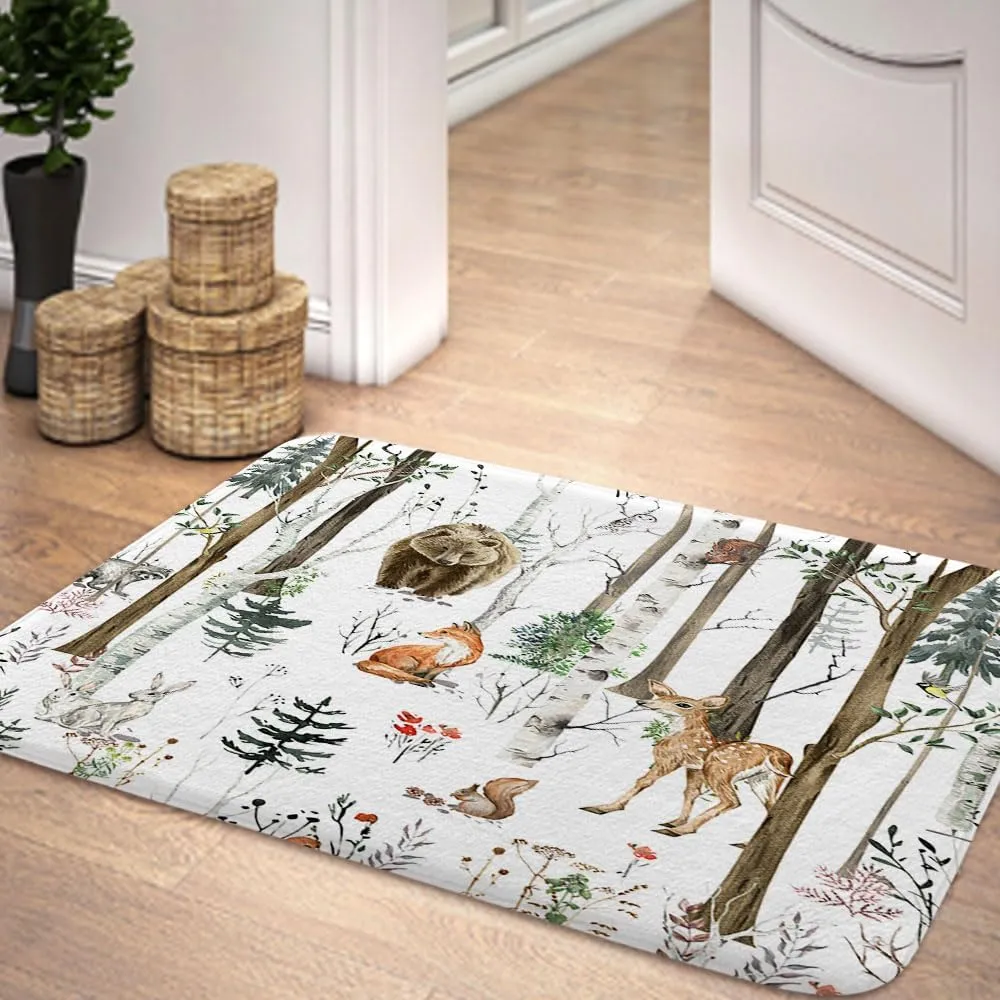 HuntStone Rustic Forest Cabin Bath Mat - Animal Theme Rug, 19x31 inches