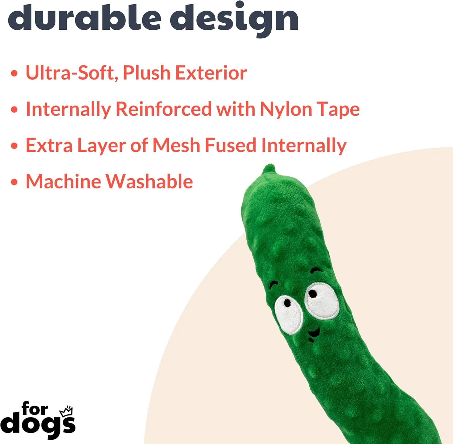 Huxley & Kent for Dogs - Dell Pickle (Large) - Power Plush Dog Toy with Squeaker - Fun, Durable - H&K Squeaky Funny Dog Toy