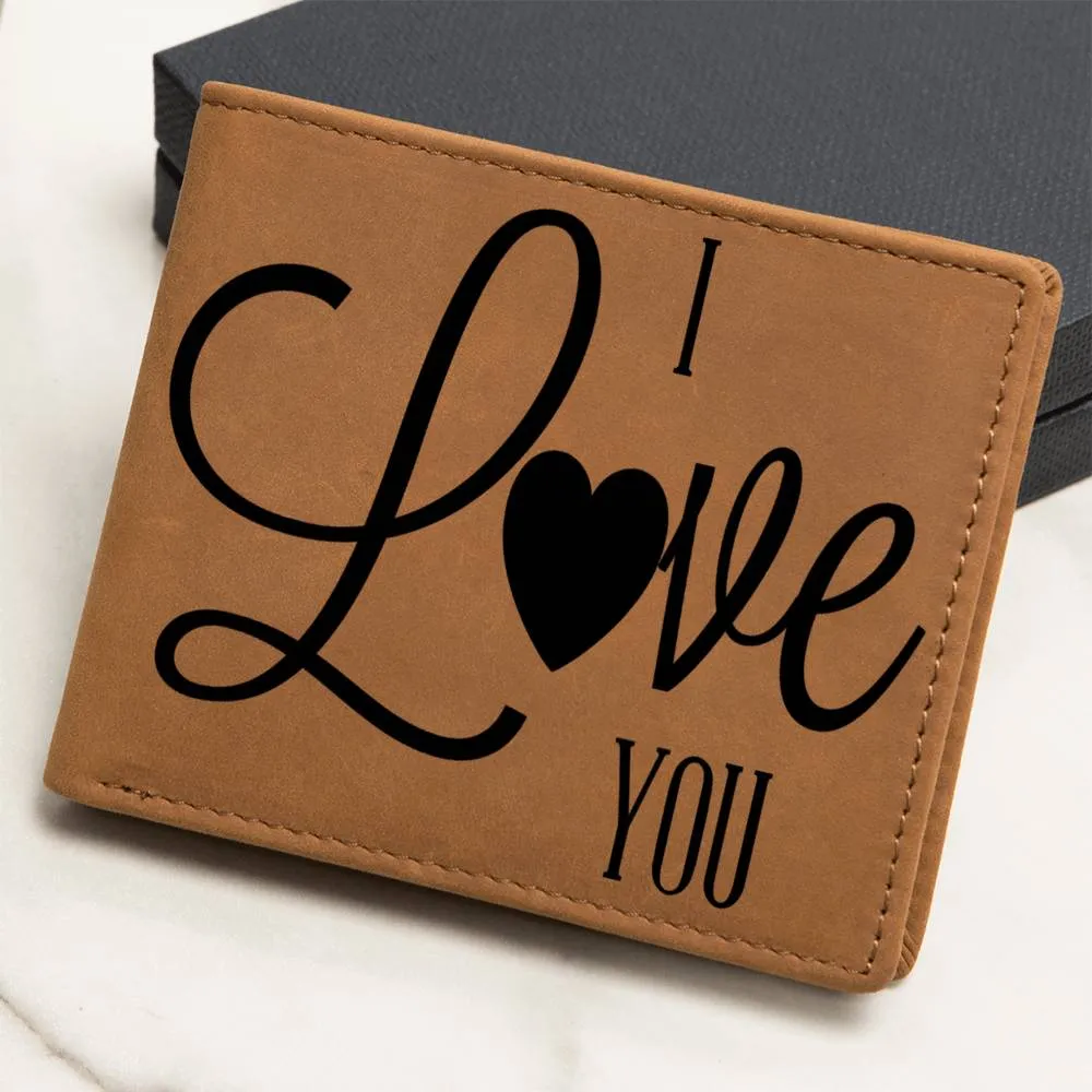 I Love You Graphic Genuine Leather Wallet