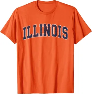 Illinois IL Vintage Athletic Sports Design Navy Style T-Shirt