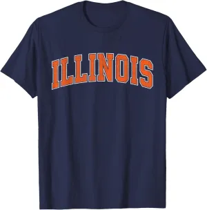 Illinois IL Vintage Athletic Sports Design Orange Style T-Shirt