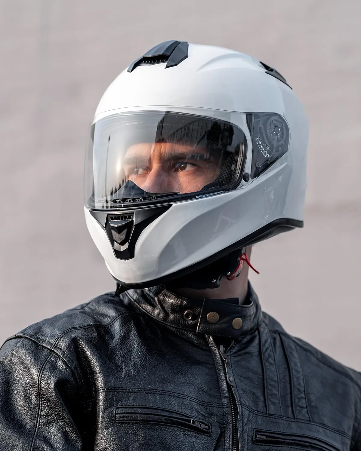 ILM Full Face Motorcycle Street Bike Helmet with Enlarged Air Vents, Free Replacement Visor for Men Women DOT Approved Model ST-06 (White, Large)