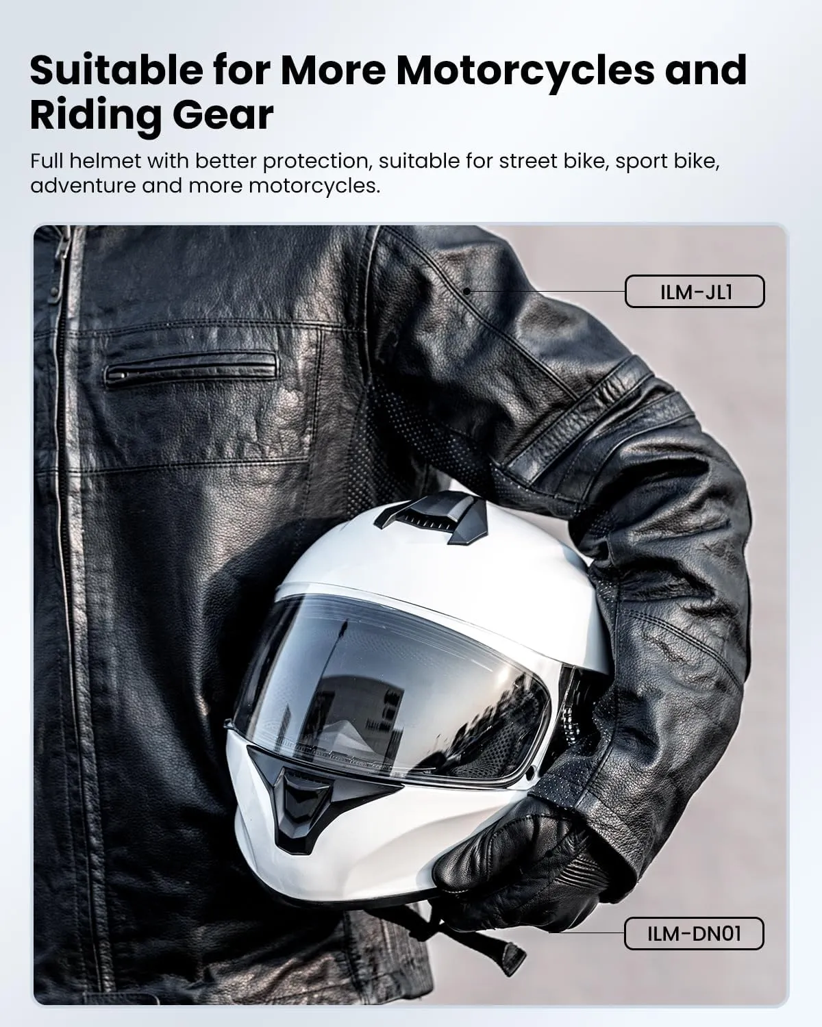 ILM Full Face Motorcycle Street Bike Helmet with Enlarged Air Vents, Free Replacement Visor for Men Women DOT Approved Model ST-06 (White, Large)