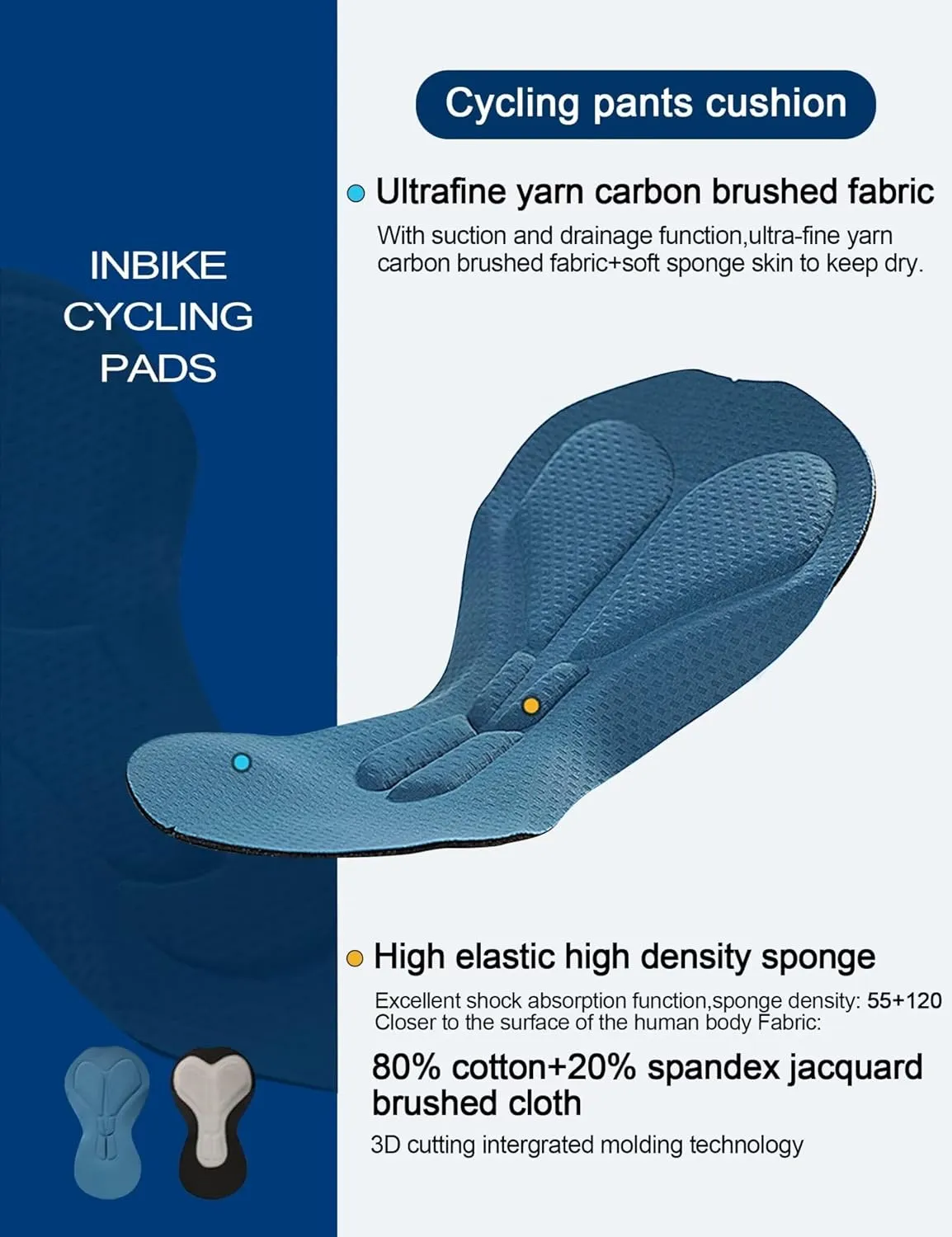INBIKE 3D Padded Cycling Bib Pants for Men, Breathable Quick Dry Bike Tights, Lightweight Elastic Bike Pants with 4 Pockets
