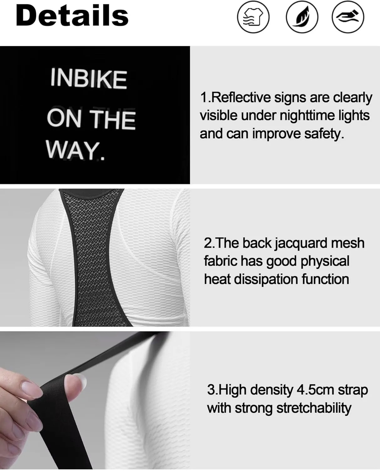 INBIKE 3D Padded Cycling Bib Pants for Men, Breathable Quick Dry Bike Tights, Lightweight Elastic Bike Pants with 4 Pockets
