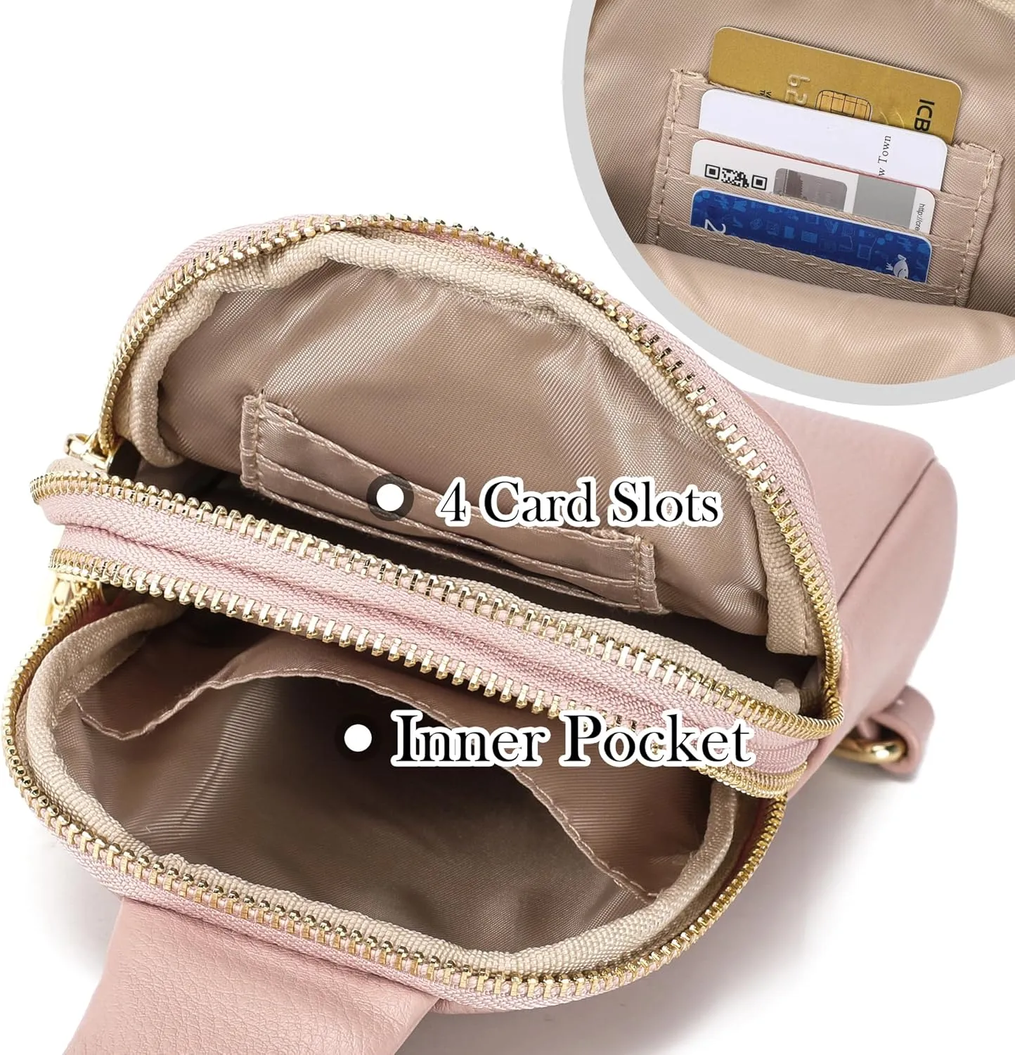 INICAT Small Crossbody Sling Bags for Women Vegan Leather Cell Phone Purse Fanny Packs for Women Men