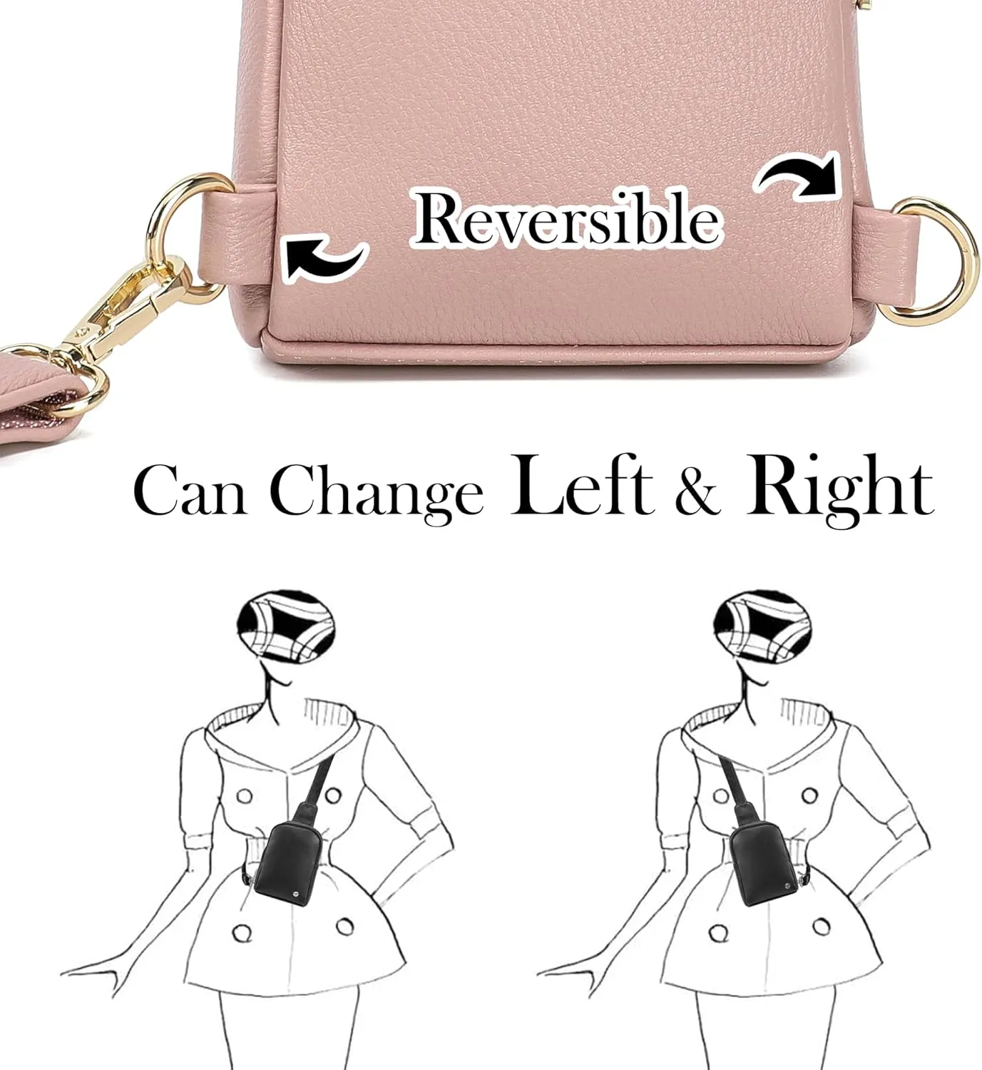 INICAT Small Crossbody Sling Bags for Women Vegan Leather Cell Phone Purse Fanny Packs for Women Men