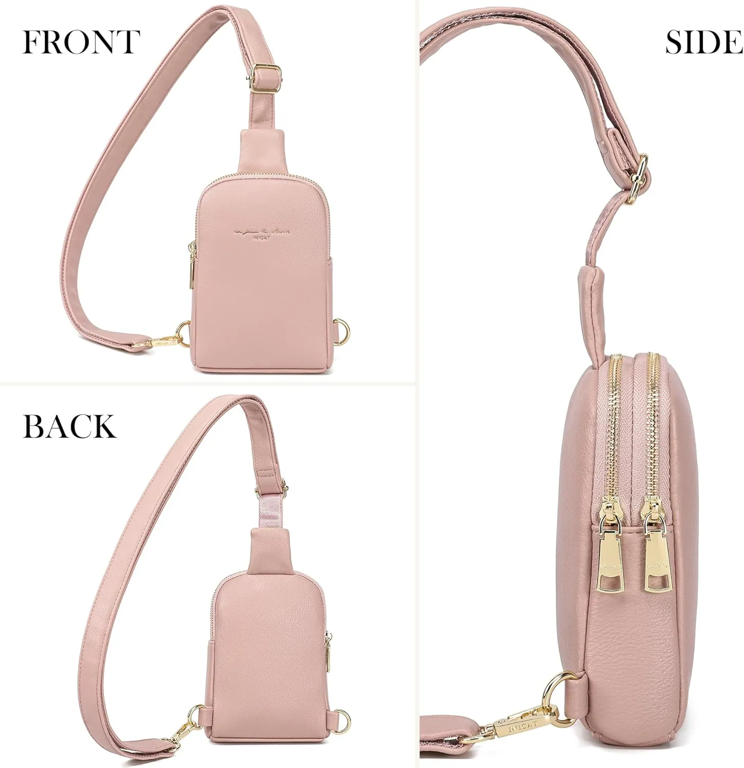 INICAT Small Crossbody Sling Bags for Women Vegan Leather Cell Phone Purse Fanny Packs for Women Men