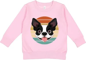 inktastic Boston Terrier Dog Retro Sunset Toddler Sweatshirt