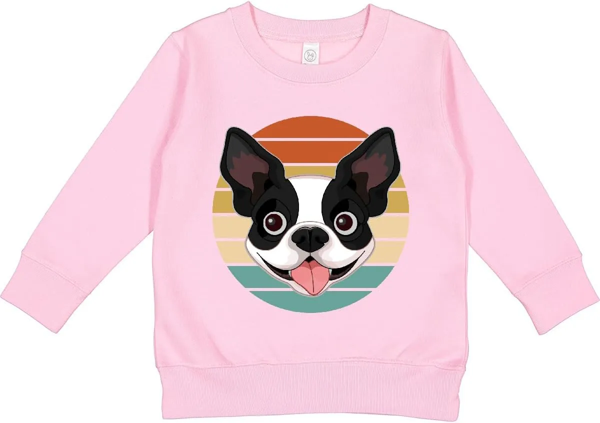 inktastic Boston Terrier Dog Retro Sunset Toddler Sweatshirt