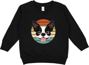 inktastic Boston Terrier Dog Retro Sunset Toddler Sweatshirt
