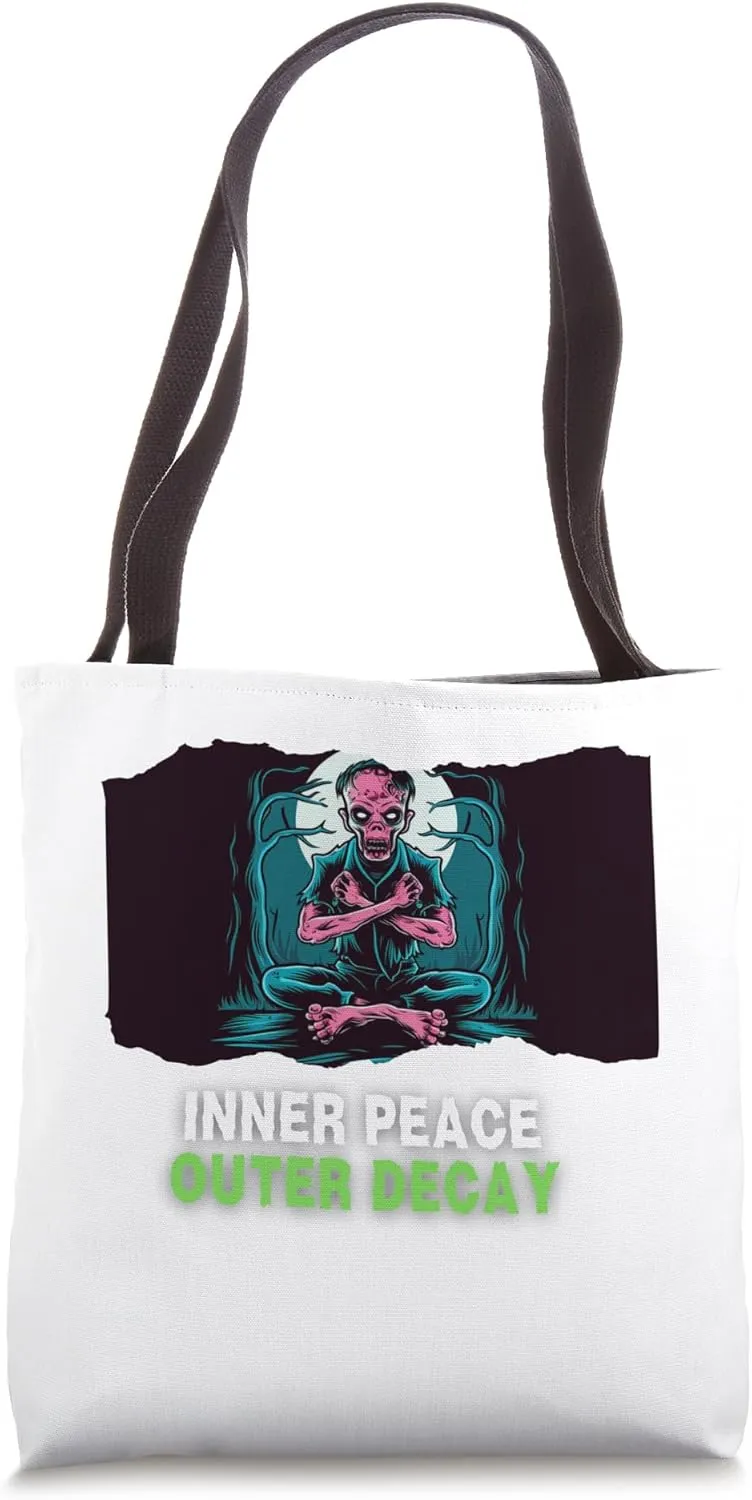 inner peace outer decay zombie meditation Tote Bag