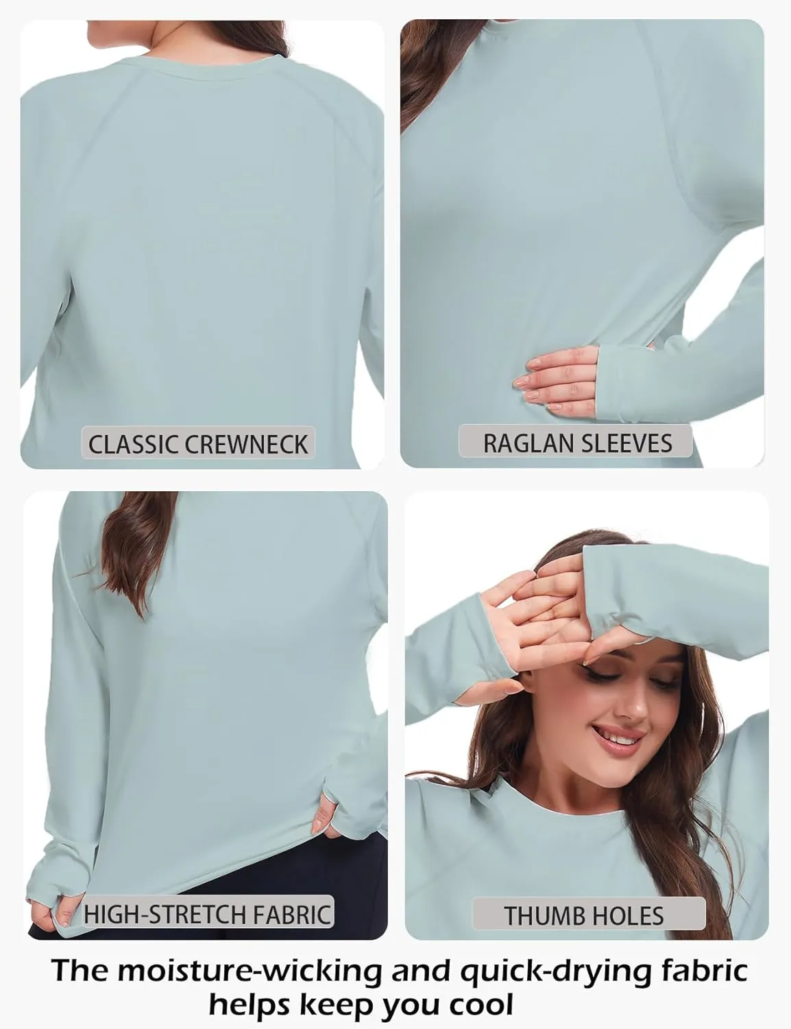 Inno UPF 50  Plus Size Workout Shirt for Women Long Sleeves Moisture Wicking Tshirt Running Hiking Sports Tops
