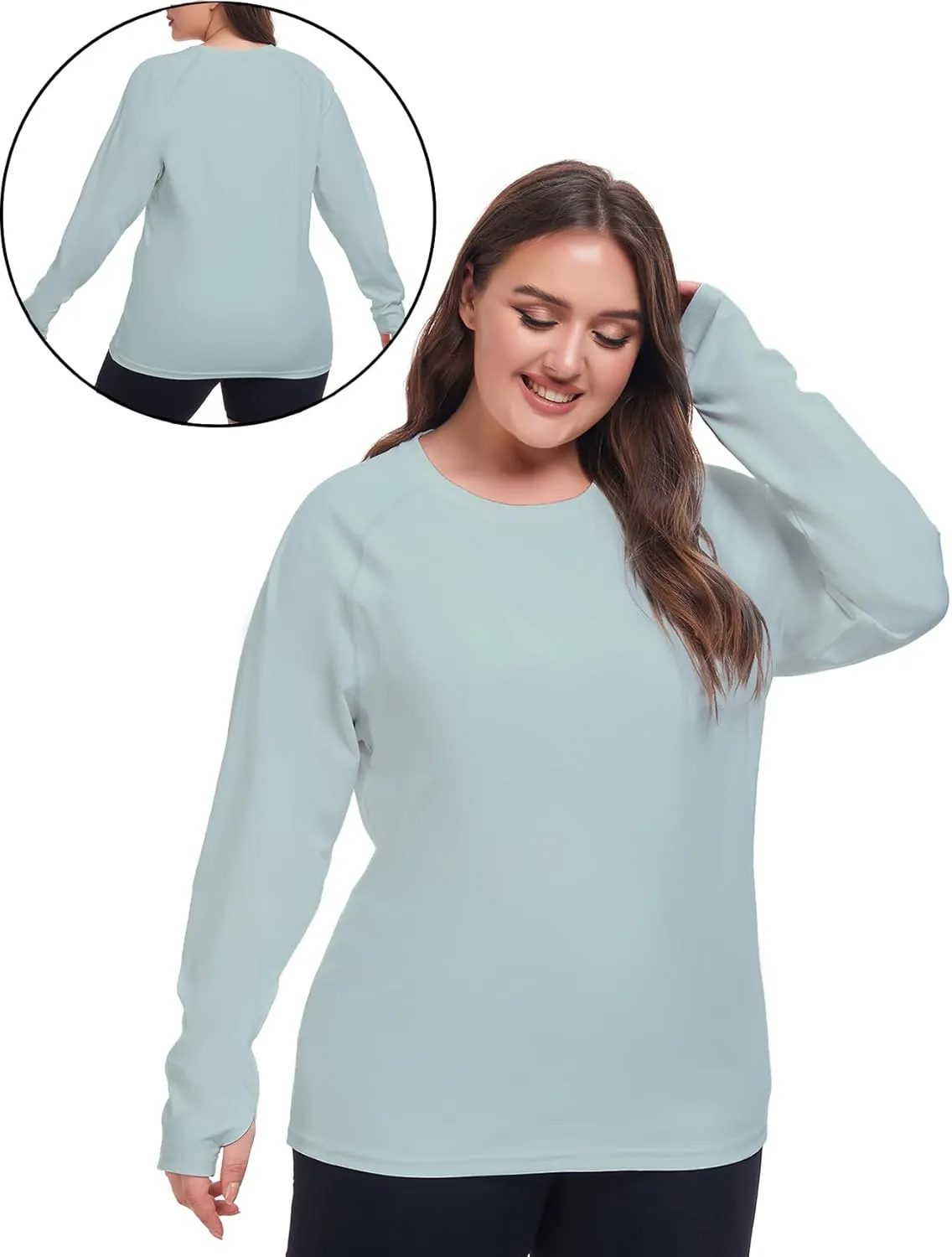 Inno UPF 50  Plus Size Workout Shirt for Women Long Sleeves Moisture Wicking Tshirt Running Hiking Sports Tops