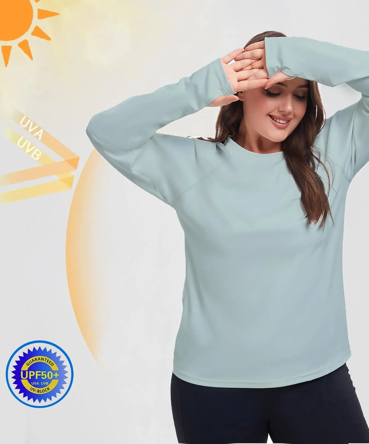 Inno UPF 50  Plus Size Workout Shirt for Women Long Sleeves Moisture Wicking Tshirt Running Hiking Sports Tops