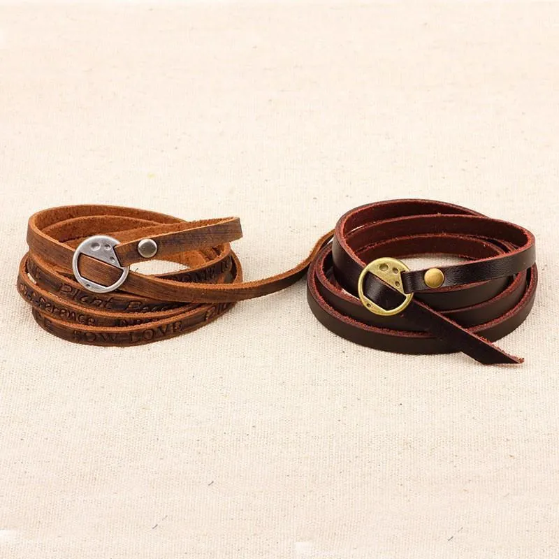 Inspirational Multi-layer Genuine Leather Bracelet