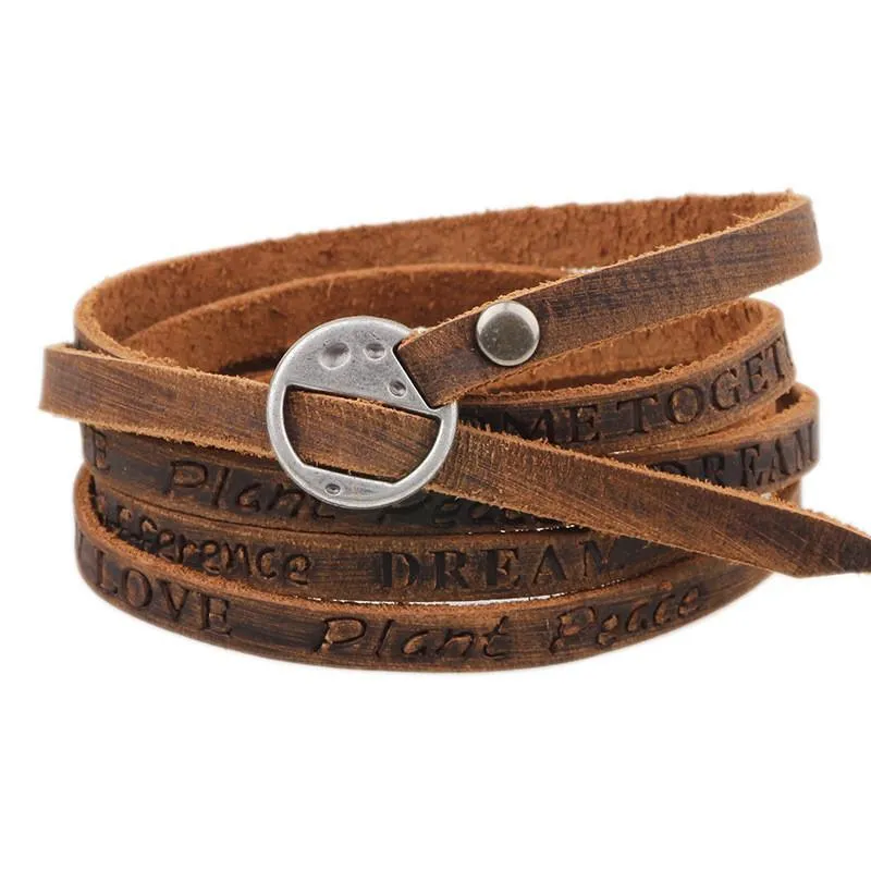 Inspirational Multi-layer Genuine Leather Bracelet
