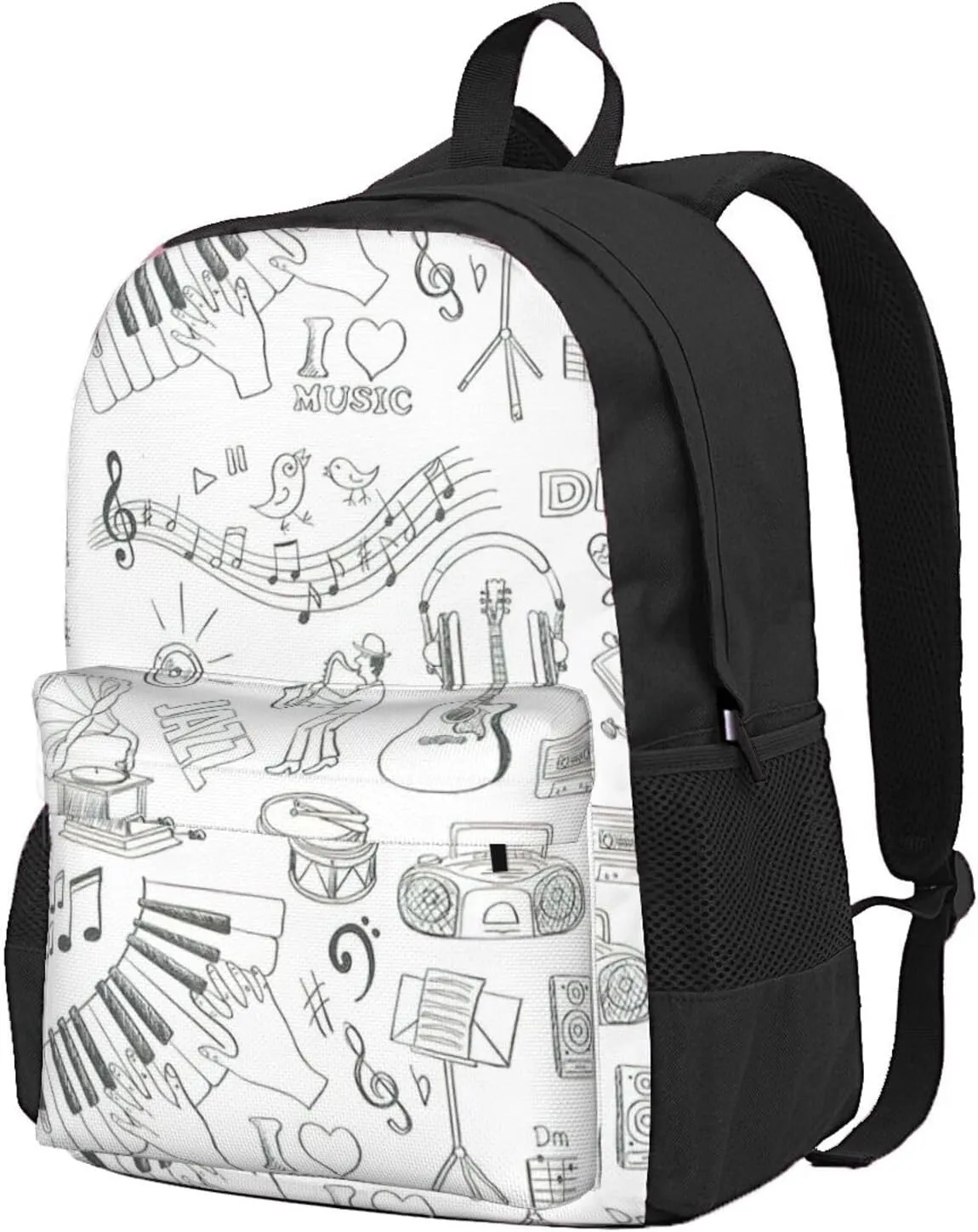 Instruments Performers Notes And Little Birds Print Storage Bag, Shoulder Bag, Leisure Bag, Large Capacity Leisure Travel Shoulder Bag