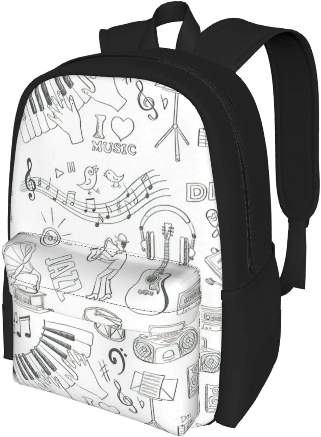 Instruments Performers Notes And Little Birds Print Storage Bag, Shoulder Bag, Leisure Bag, Large Capacity Leisure Travel Shoulder Bag