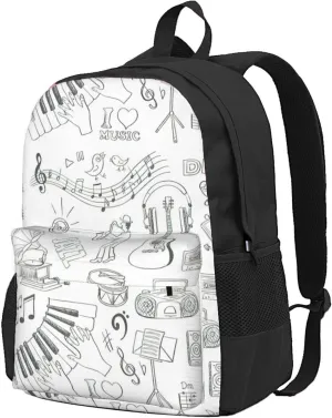 Instruments Performers Notes And Little Birds Print Storage Bag, Shoulder Bag, Leisure Bag, Large Capacity Leisure Travel Shoulder Bag
