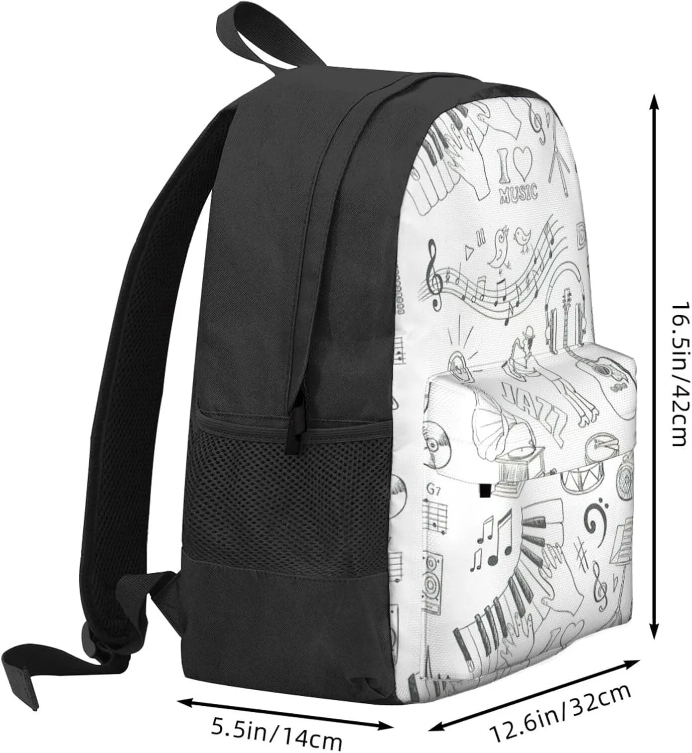 Instruments Performers Notes And Little Birds Print Storage Bag, Shoulder Bag, Leisure Bag, Large Capacity Leisure Travel Shoulder Bag