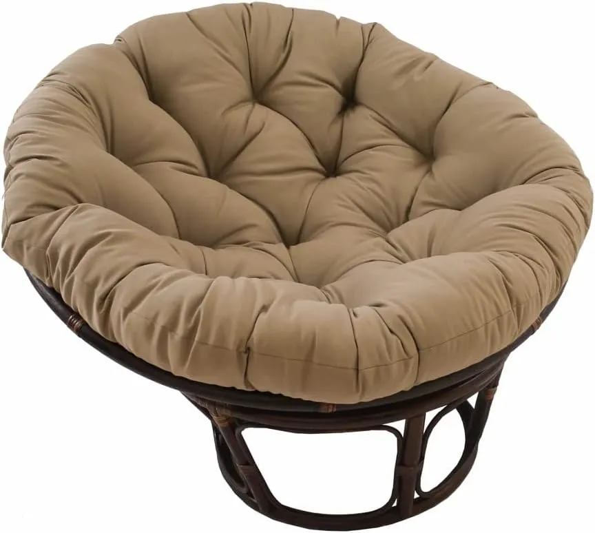 International Caravan Furniture Piece 42-Inch Rattan Papasan Chair with Solid Twill Cushion